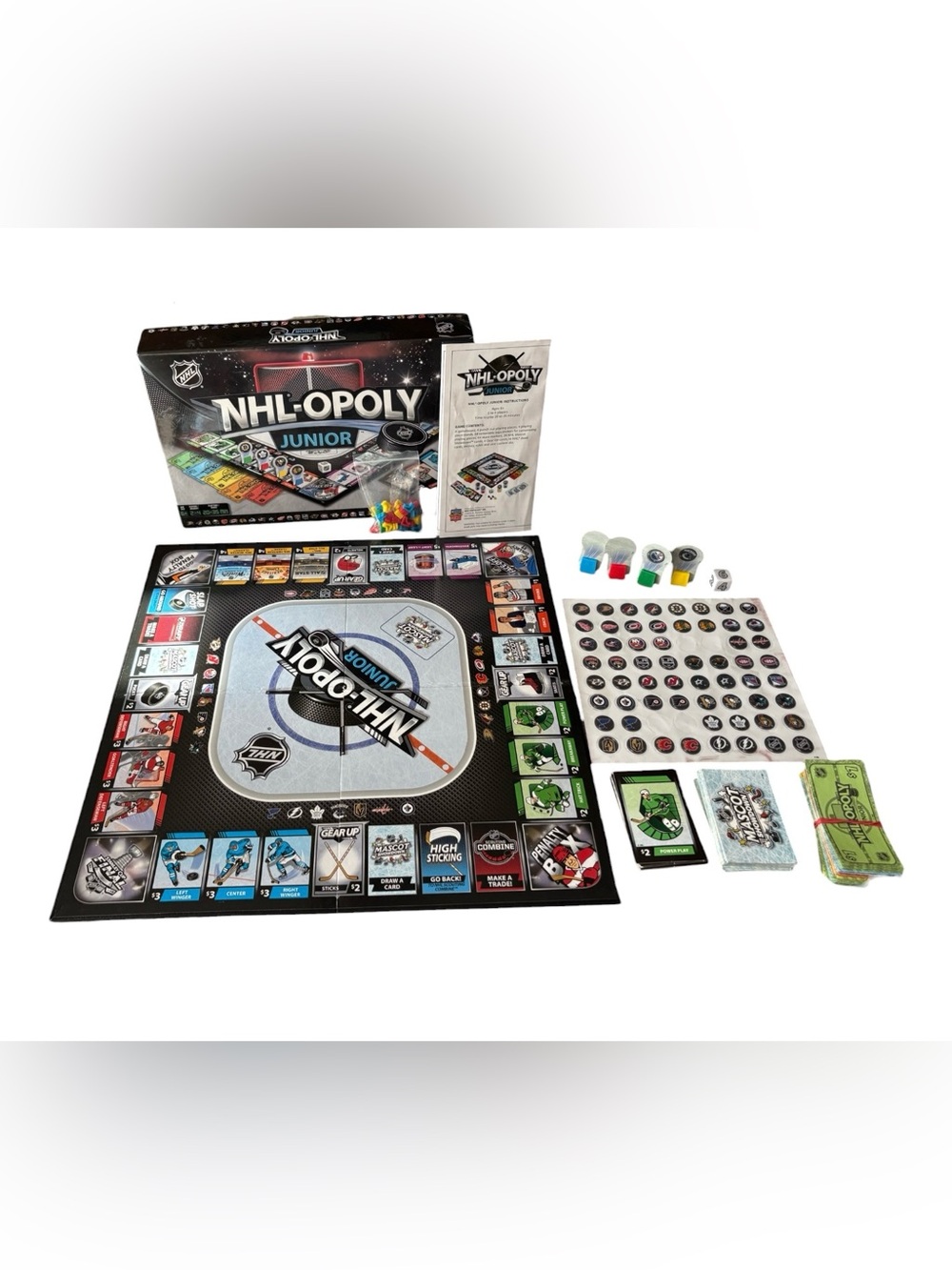 NHL-Opoly Junior Board Game NHL Hockey Family Game Custom Pieces